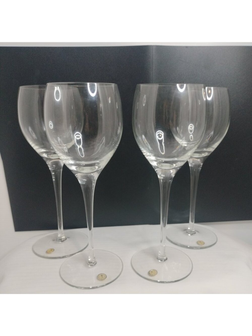 Romanian Crystal Clear Wine Stemmed Glasses  Lot Of 4 New
